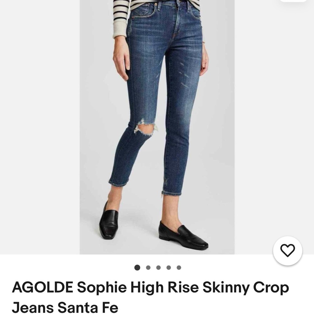 Agolde Sophie Skinny Crop Santa Fe Distressed Denim Jeans Size 29